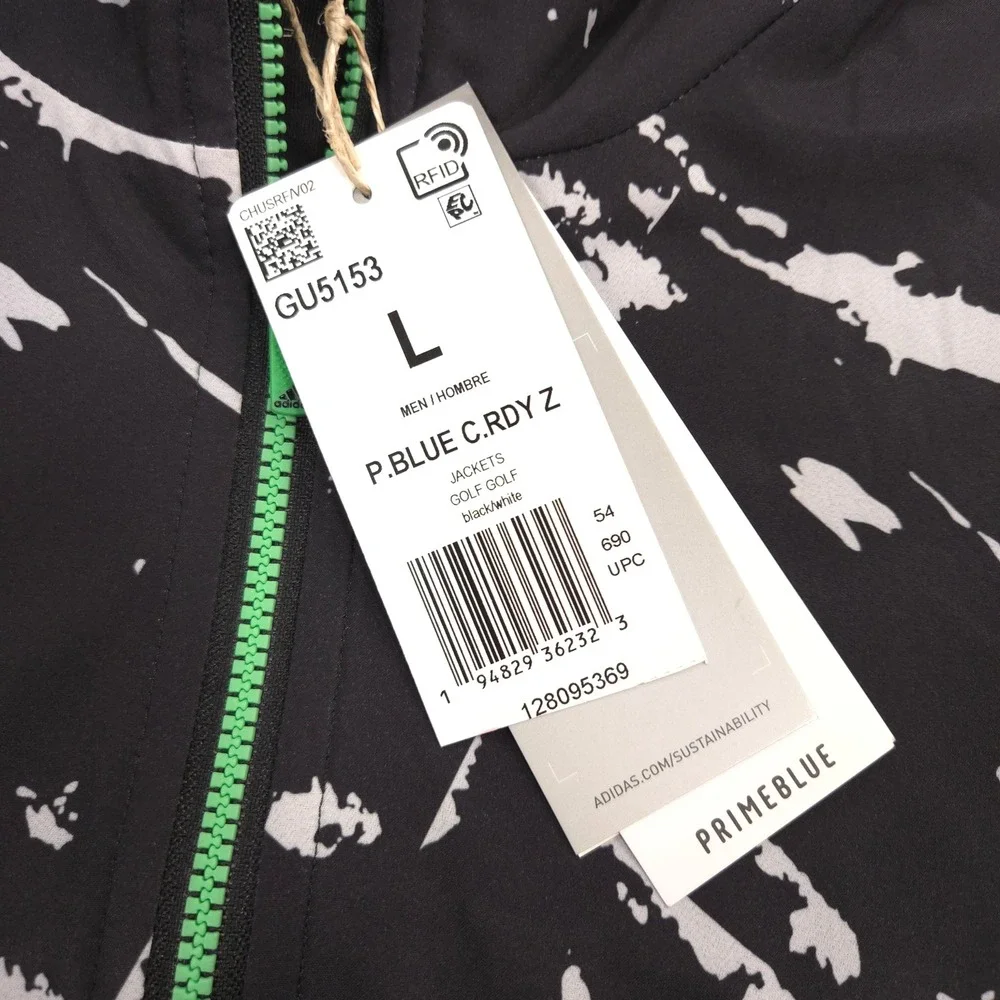 Adidas Hoodie Mens L Black White Splatter Cold RDY Half Zip Pullover‎ Golf Sport